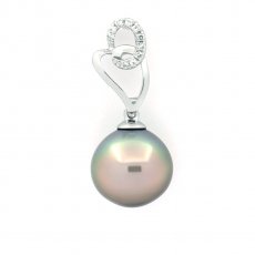 Pendentif en Argent et 1 Perle de Tahiti Semi-Baroque B 10.5 mm