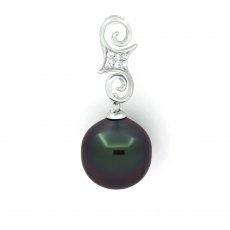 Pendentif en Argent et 1 Perle de Tahiti Semi-Baroque B 11.3 mm