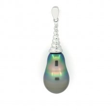 Pendentif en Argent et 1 Perle de Tahiti Semi-Baroque C 10.3 mm