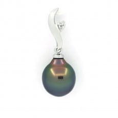 Pendentif en Argent et 1 Perle de Tahiti Semi-Baroque B 9.2 mm