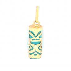 Pendentif en Or 18K et Turquoise - 12 mm - Chance