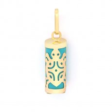 Pendentif en Or 18K et Turquoise - 12 mm - Tortue