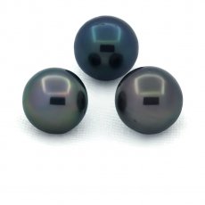 Lot de 3 Perles de Tahiti Rondes D de 10  10.3 mm
