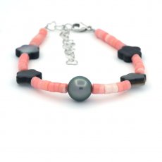 Bracciale Conchiglia e 1 Perla di Tahiti Rotonda C 9 mm