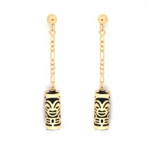 Boucle d'Oreilles en Or 18K et Agate Noire - 12 mm - Sant