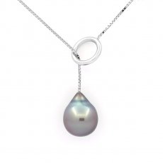 Collier en Argent et 1 Perle de Tahiti Semi-Baroque A/B 11.3 mm