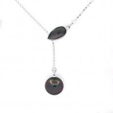 Collier en Argent et 1 Perle de Tahiti Ronde B 8.8 mm