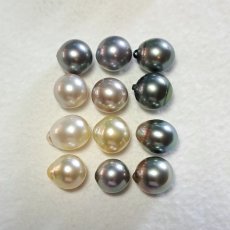 Lot de 12 Perles de Tahiti Semi-Baroques et Cercles B, BC, C de 10.8  12.3 mm