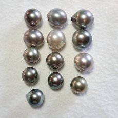 Lot de 13 Perles de Tahiti Semi-Baroques et Cercles B, BC, C de 10.8  12.6 mm