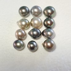 Lot de 12 Perles de Tahiti Semi-Baroques et Cercles B, BC, C de 10.8  12.5 mm