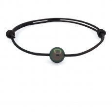 Bracelet en Cuir et 1 Perle de Tahiti Ronde C 9.9 mm
