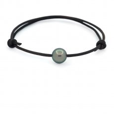 Bracelet en Cuir et 1 Perle de Tahiti Ronde C 9.3 mm