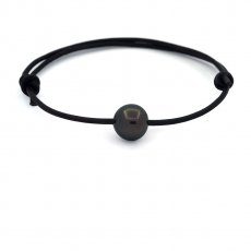 Bracelet en Cuir et 1 Perle de Tahiti Semi-Ronde C 9.7 mm