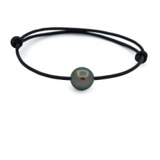 Bracelet en Cuir et 1 Perle de Tahiti Semi-Ronde C 9.9 mm