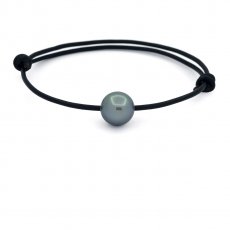 Bracelet en Cuir et 1 Perle de Tahiti Ronde C 10.7 mm