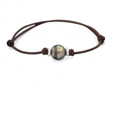 Bracelet en Coton Cir et 1 Perle de Tahiti Cercle C 10.6 mm