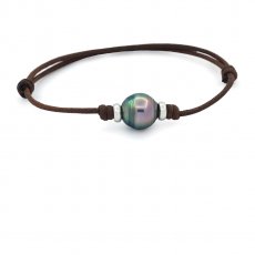 Bracelet en Coton Cir et 1 Perle de Tahiti Cercle C 10.5 mm
