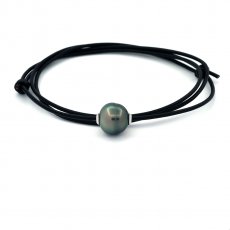 Collier en Cuir et 1 Perle de Tahiti Cercle C 12.4 mm