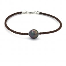 Bracelet en Coton et 1 Perle de Tahiti Semi-Baroque B 11.8 mm