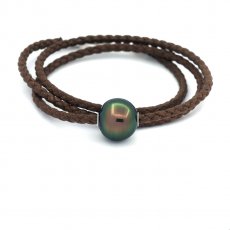 Collier en Coton et 1 Perle de Tahiti Cercle B/C 12.8 mm