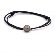 Collier en Cuir et 1 Perle de Tahiti Ronde C 11.4 mm