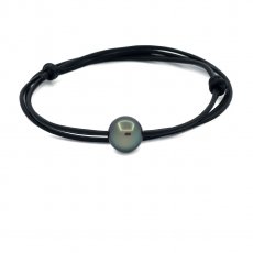 Collier en Cuir et 1 Perle de Tahiti Ronde C 11.2 mm