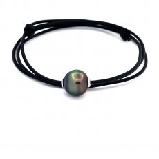 Collier en Cuir et 1 Perle de Tahiti Semi-Baroque C 12.7 mm