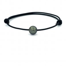Bracelet en Cuir et 1 Perle de Tahiti Ronde C/D 9.8 mm