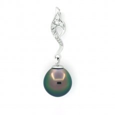 Pendentif en Argent et 1 Perle de Tahiti Semi-Baroque B 9.5 mm