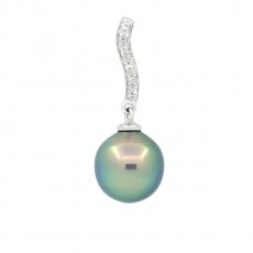 Pendentif en Argent et 1 Perle de Tahiti Semi-Baroque B 9.7 mm