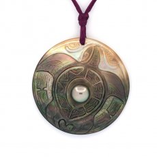 Pendentif en nacre et 1 Perle de Tahiti Semi-Ronde C 9.4 mm