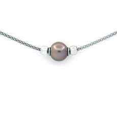 Pulsera de Plata y 1 Perla de Tahiti Semi-Redonda B 9.7 mm