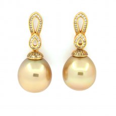 Boucles d'oreilles en Argent et 2 Perles d'Australie Semi-Baroques C 13.2 mm