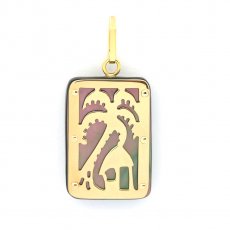 Pendentif en Or 18K et Nacre de Tahiti - Dimensions = 18 X 12 mm - Motu