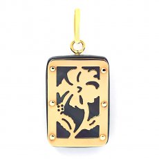 Pendentif en Or 18K et Nacre de Tahiti - Dimensions = 18 X 12 mm - Hibiscus