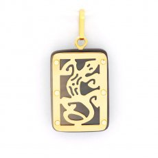 Pendentif en Or 18K et Nacre de Tahiti - Dimensions = 18 X 12 mm - Margouillat