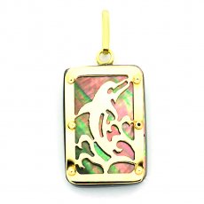 Pendentif en Or 18K et Nacre de Tahiti - Dimensions = 18 X 12 mm - Dauphin