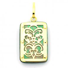 Pendentif en Or 18K et Nacre de Tahiti - Dimensions = 24 X 16 mm - Virilit