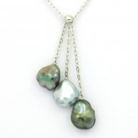 Chane en Argent et 3 Keishis de Tahiti