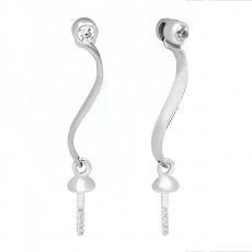 Boucles d'oreilles pour perles de 8  11 mm - Argent .925 Rhodi