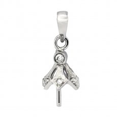 Pendentif en Argent Rhodi pour 1 Perle de 8  14 mm