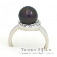 Bague en Argent et 1 Perle de Tahiti Ronde B 9.3 mm