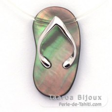 Pendentif Sandale en Nacre de Tahiti et Argent .925 Rhodi