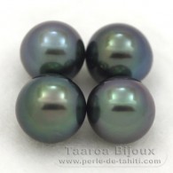 Lot de 4 Perles de Tahiti Semi-Rondes C de 9  9.4 mm