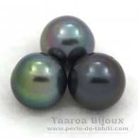 Lot de 3 Perles de Tahiti Semi-Rondes C de 9.7 à 9.9 mm