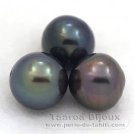 Lot de 3 Perles de Tahiti Semi-Baroques D 12 mm