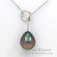 Collier en Argent et 1 Perle de Tahiti Semi-Baroque B 10.7 mm