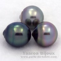 Lot de 3 Perles de Tahiti Semi-Baroques C de 11.5 à 11.7 mm