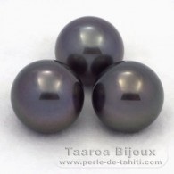 Lot de 3 Perles de Tahiti Rondes C de 12.6  12.9 mm