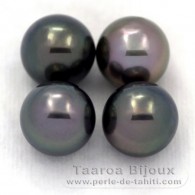 Lot de 4 Perles de Tahiti Semi-Rondes C de 10.3  10.4 mm